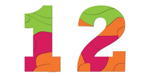 Vector presentation vector numerical number twelve 12