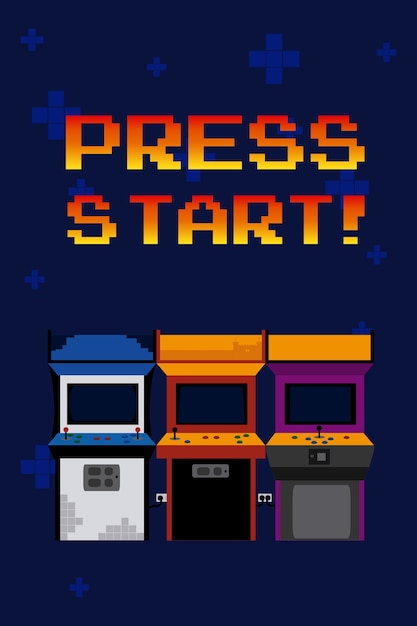 Vector press start arcades 