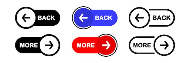 Vector previous and next navigation buttons prev next web page button for move to the next and previous item web buttons with arrow for web site and user interface web design elements