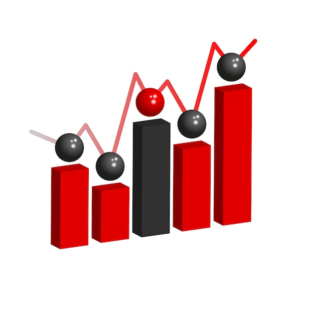 Vector print3d graph business background growth chart bar
