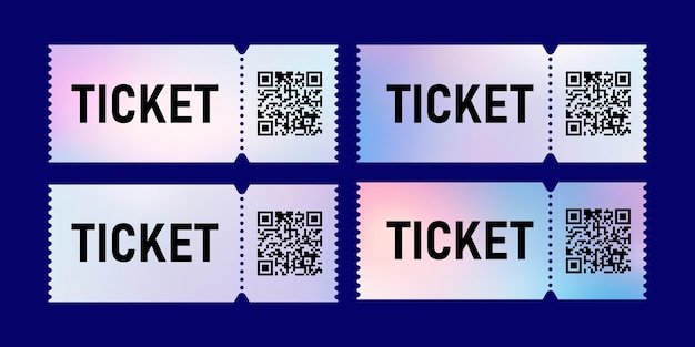 Vector printable tickets featuring qr codes for event entry and validation at different locations