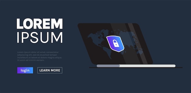 Vector privacy concept secure vpn online connection personal data protection world map and virtual private