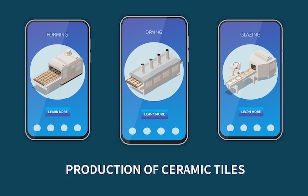 Vector production of ceramic tiles isometric design concept