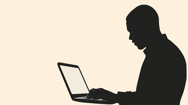 Vector professional black man using laptop isolated vector stock image