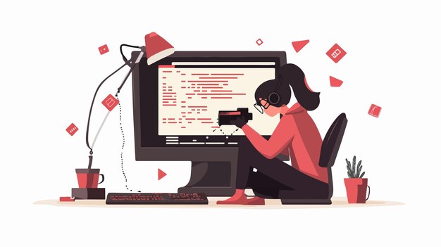 Vector professional bug fixing software concept illustration