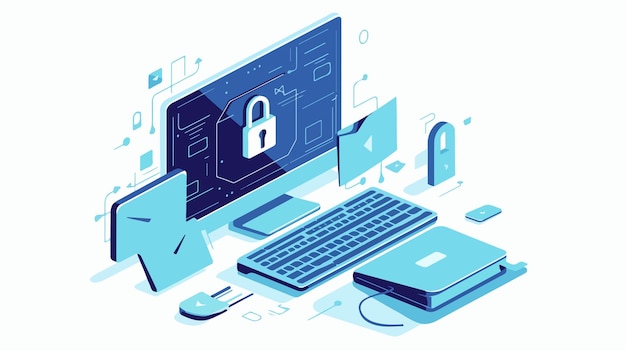 Vector professional computer security vector illustration