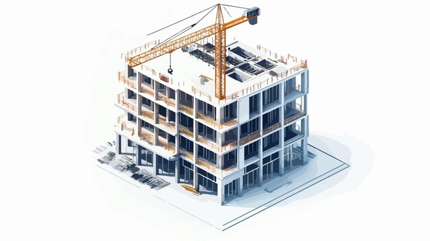 Vector professional construction architecture building development in urban setting