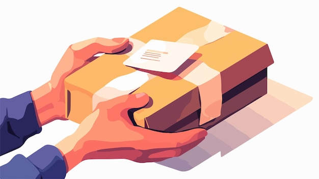 Vector professional courier delivering parcel box vector illustration