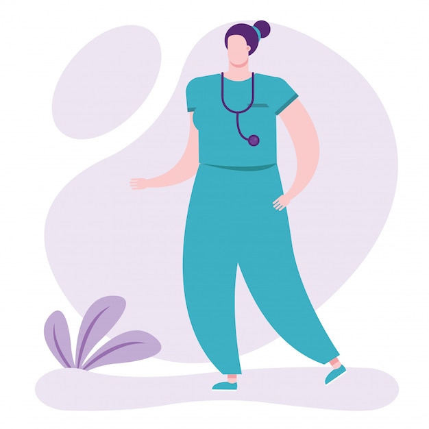 Vector professional female doctor with stethoscope