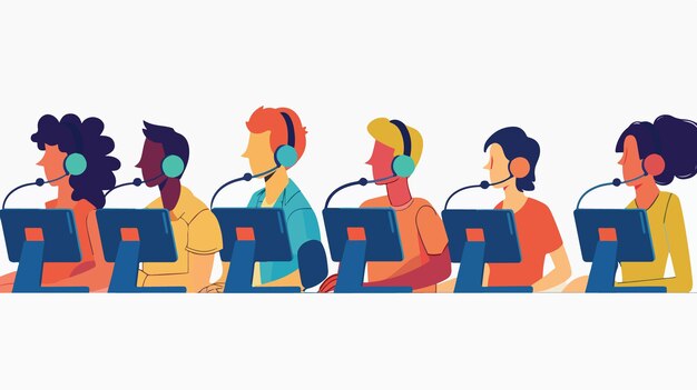 Vector professional management of customer queue with client complaints in support setting