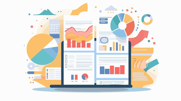 Vector professional marketing report data flat vector isolated on white