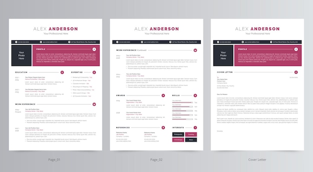 Vector professional resume or cv and cover letter template