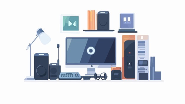 Vector professional security system and antivirus concept wide angle centered image