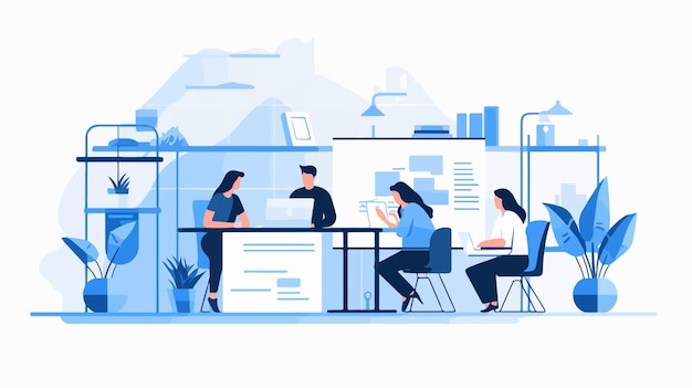 Vector professional team collaboration in office setting
