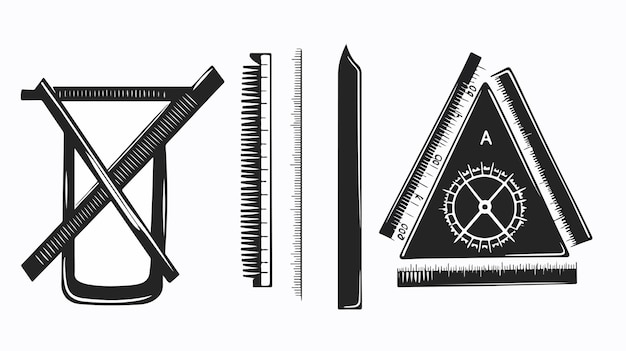 Vector professional triangle ruler protractor vector icon for designers