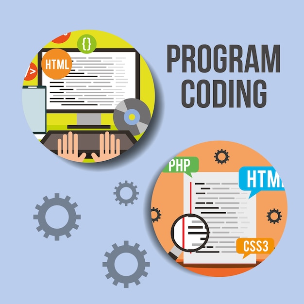 Vector program coding computer language software work 