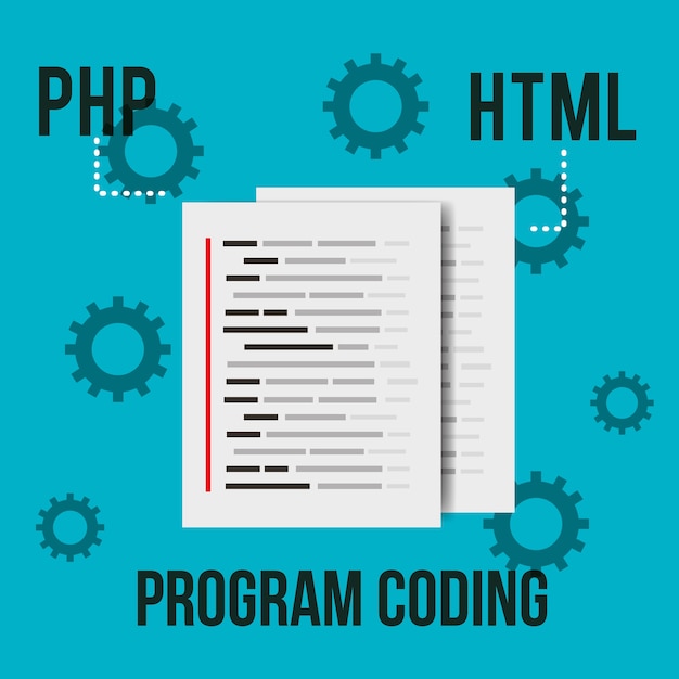 Vector program coding document page html settings 