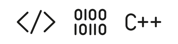 Vector program coding vector icon set programming language outline icons