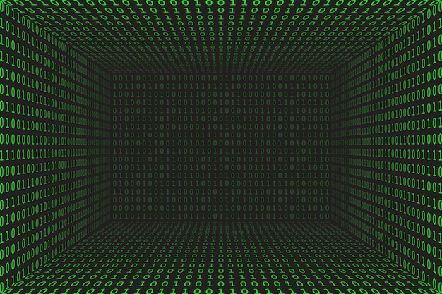 Vector program datum 3d background green programming binary coding matrix hacker vector