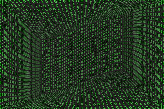 Vector program datum 3d background green programming binary coding matrix hacker vector