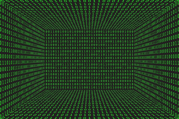 Vector program datum 3d background green programming binary coding matrix vector