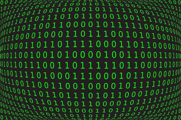 Vector program datum background green programming binary coding with fisheye matrix vector illustration