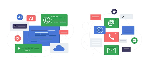 Vector programing and communication concept development of mobile application and program software graphic