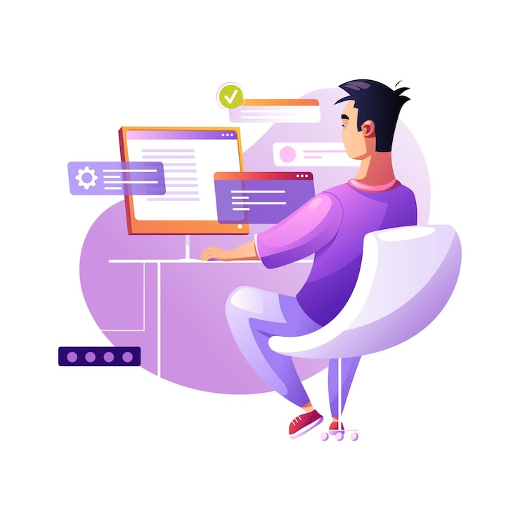 Programmer Coder concentrated at working project Developing programming and coding technologies