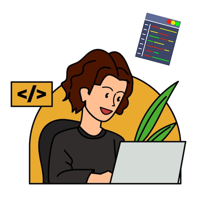 Vector programmer coding vector illustration