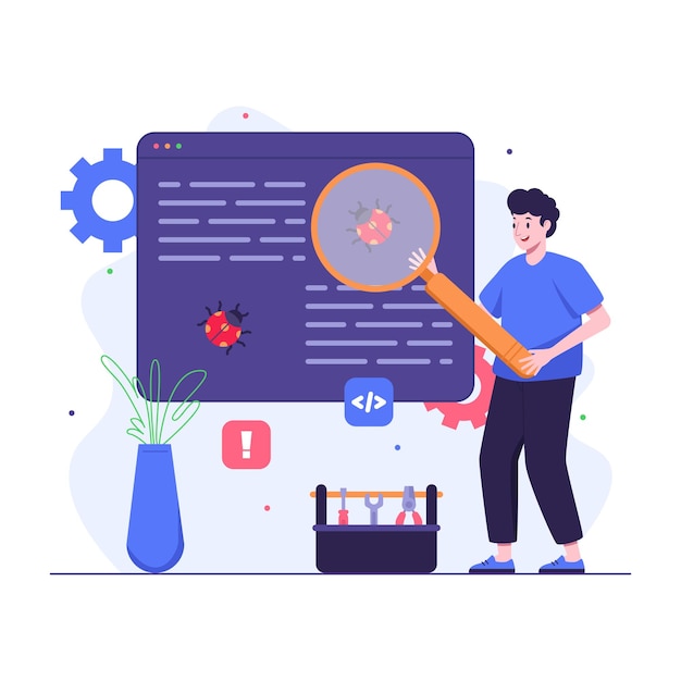 Vector programmer searching and doing bug fixing