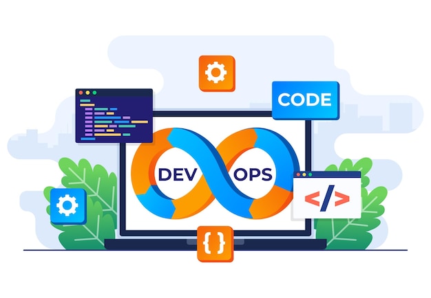 Vector programmers practice of development and software operations devops concept