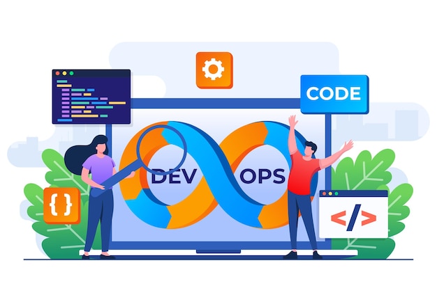 Vector programmers practice of development and software operations devops concept