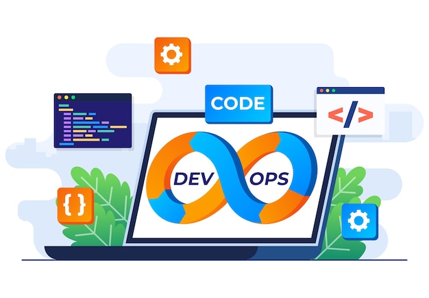 Vector programmers practice of development and software operations devops concept