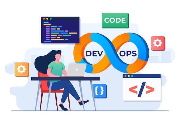 Vector programmers practice of development and software operations devops concept