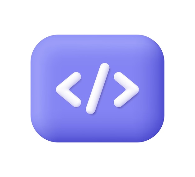 Vector programming code on button programming coding and web development concept 3d vector icon