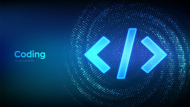 Vector programming code coding or hacker background programming code icon made with binary code virtual tunnel warp made with digital code data flow vector illustration