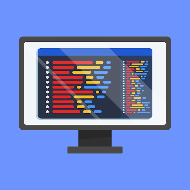 Vector programming code vector icon programming code language vector software code with computer vector