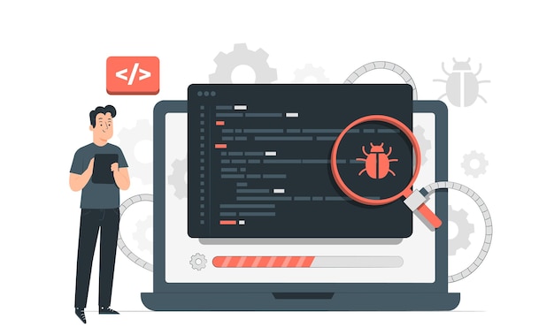 Vector programming and coding concept software development vector illustration in flat style