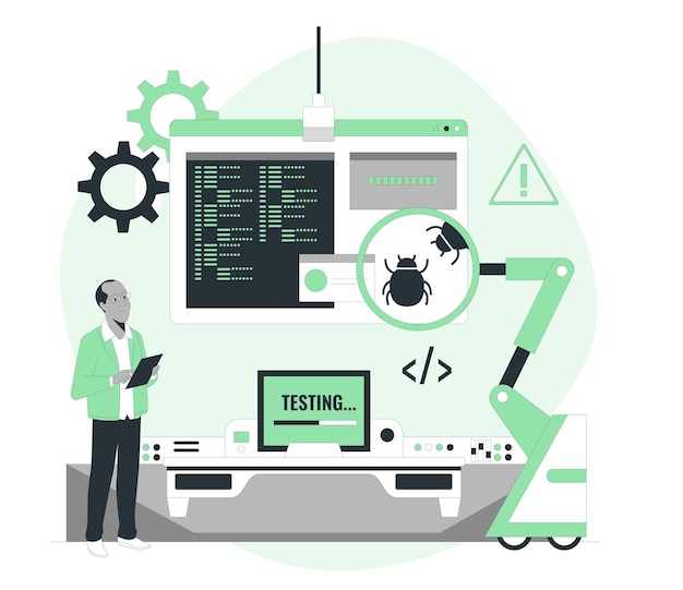 Vector programming and coding concept software development vector illustration in flat style