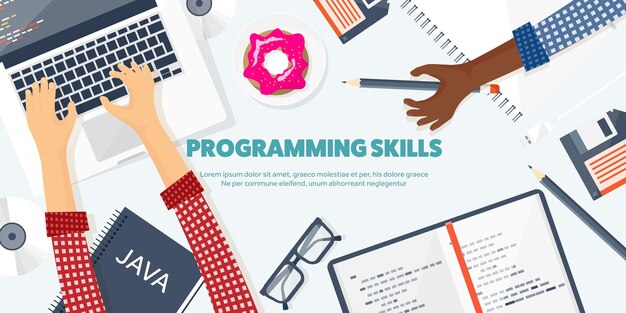 Vector programming coding flat computing background code hardware software web development search engine