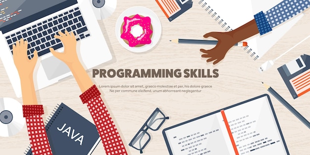 Vector programming coding flat computing background code hardware software web development search engine