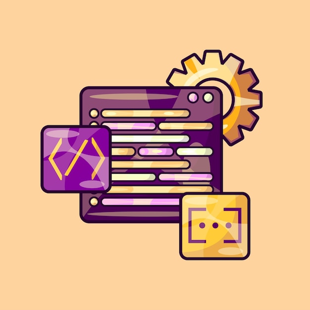 Vector programming coding text illustration concept