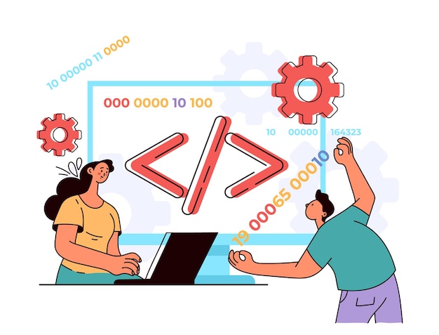 Vector programming language coding php developer software javascript concept flat modern style design illustration