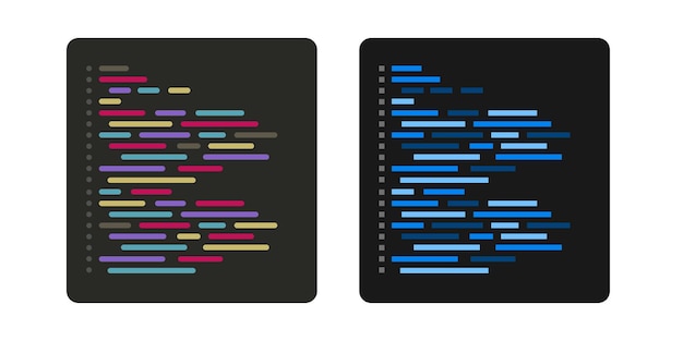 Vector programming on screen source script pictogram