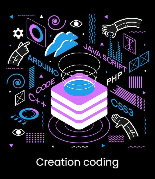 Vector programming web banner best programming languages technology process of software development