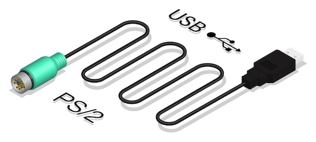 Vector ps2 connector for a mouse keyboard isometric adapter for connecting computer peripheral devices