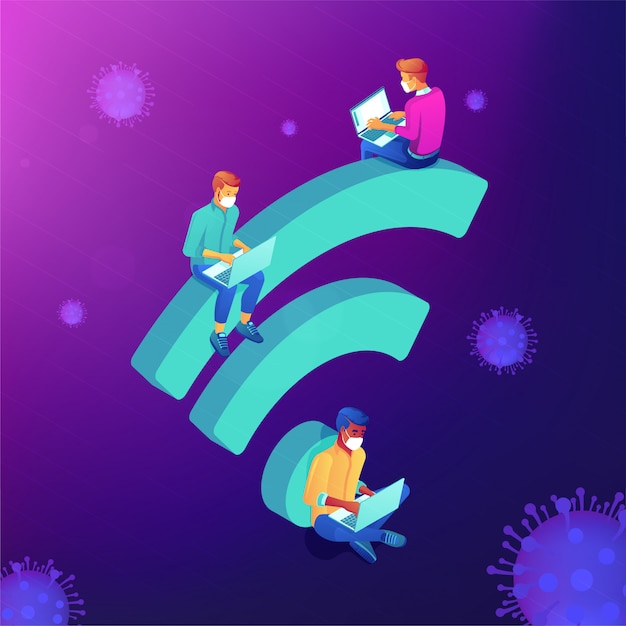 Vector public gathering restrictions isometric concept.