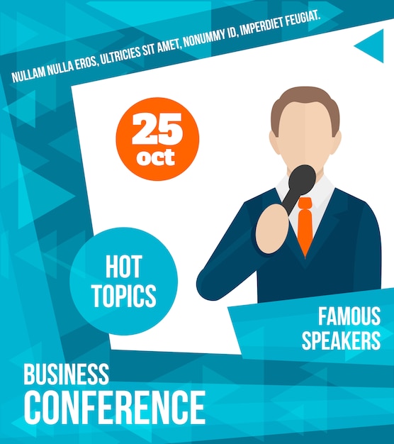 Vector public speaking poster template, business conference