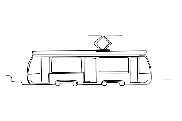 Vector a public transport train tram oneline drawing