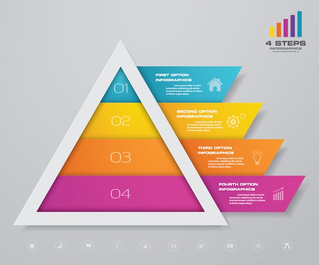 Vector pyramid infographic with text template on each level.